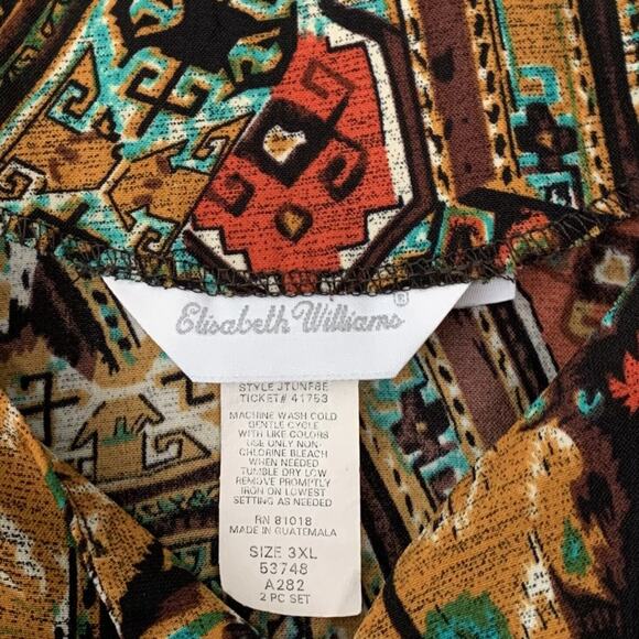 Vintage Womens Plus Size 3XL Blouse Bohemian Aztec Earthy Artsy Tribal Ethnic - Picture 7 of 8